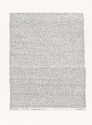 1980, Georges Brassens, Tusche auf Papier, 58 x 43 cm