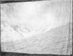 Bergwinter, 2019, Bleistift auf Papier 6,7 x 8,8 cm auf 15 x 21 cm
