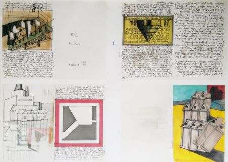 1983, Architekturentwürfe, Lithographie, 48 x 66 cm