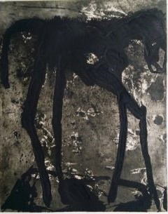 Fohlen, 1990, Ibiza-Serie, Farbige Aquatinta-Radierung, 65 x 51 cm