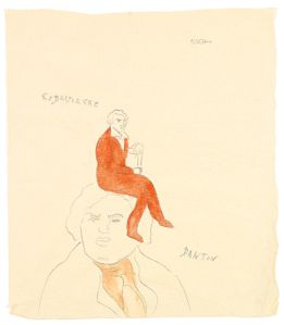 Robespierre, Danton, 1973, Aquarell und Bleistift, 38 x 33 cm