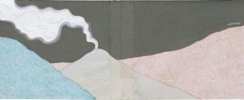 Volcano, Öl und Papier auf Leinwand, 1991, 40 x 100 cm